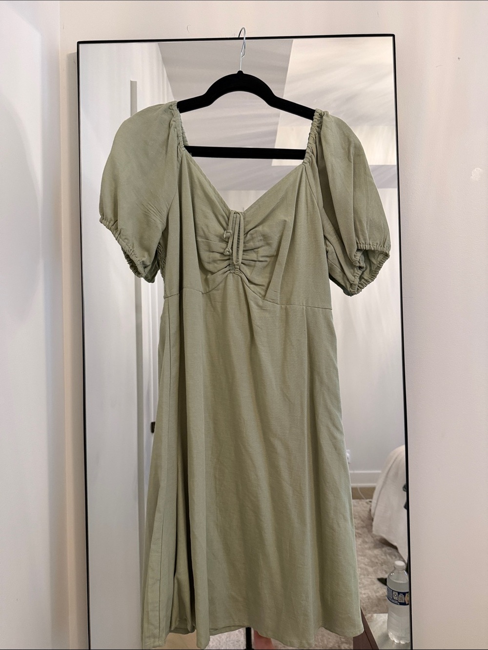 Jessica Simpson Sage Green Puff Sleeve Midi Dress